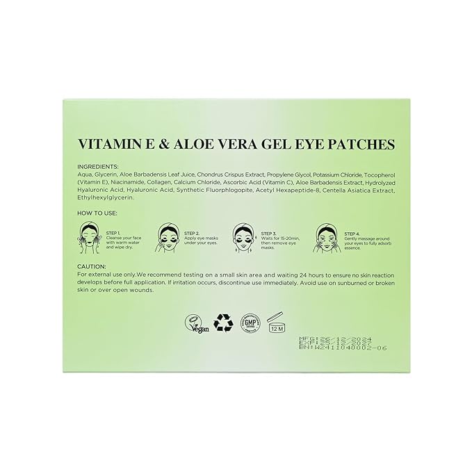Under Eye Patches for Dark Circles,Puffy Eyes,20 Pairs Face Masks SkinCare With Vitamin E and Aloe Vera Gel for Rejuvenate