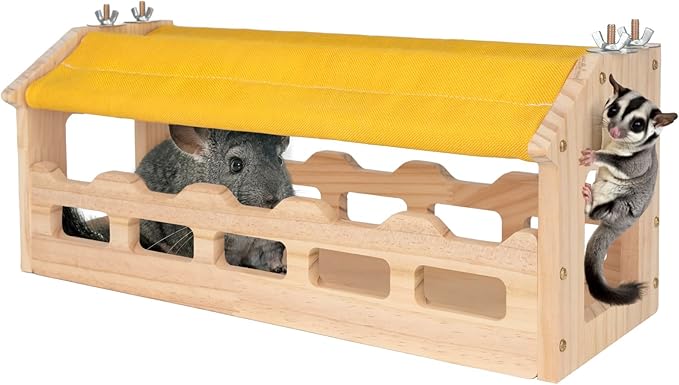 Chinchilla Bridge Wooden,Small Animals Wooden Bridge and Platform,Chinchilla Habitat Toys for Squirrel Hamster Ferret Guinea Pig Sturdy Easy to Clean