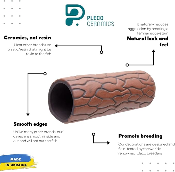 Plecoceramics Large Pleco Cave Breeding Ceramic Decorations Fish Tank Aquarium (1 pcs Large)