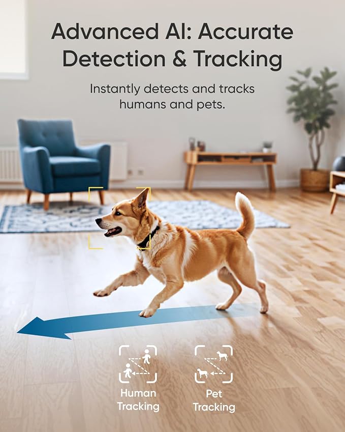 eufy Security Indoor Camera E30, Latest Generation, 4K UHD Security Camera, 360 Pan-Tilt, Color Night Vision, AI Detection for Human/Pet/Audio/Crying, Human/Pet Auto Tracking, Works with Homekit,Black
