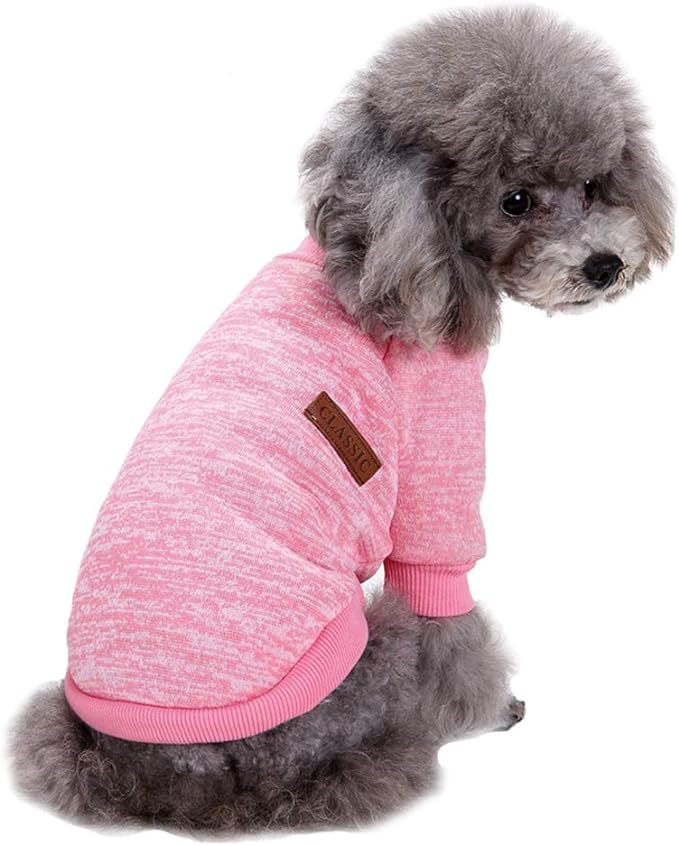 Jecikelon Dog Clothes Dogs Sweater Soft Puppies Clothing Winter Puppy Sweaters Warm Outfit for Dogs Small XXS XS Cat Apparel (Pink, XXS)