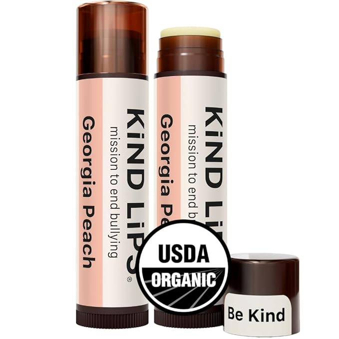 Kind Lips Georgia Peach Organic Lip Balm Natural Moisturizing Lip Care 2 Pack