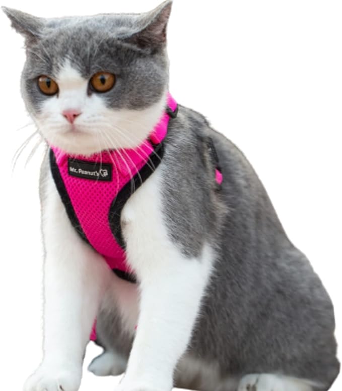 Mr. Peanut's PurrTrek Reflective Cat Harness with Matching Leash (Extra Small, Pink)