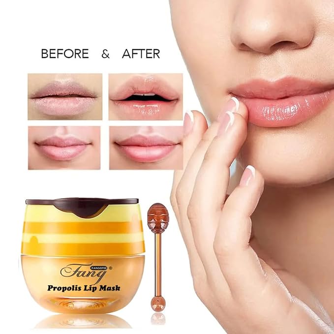 4 PCS Bee Lip Balm Honey Pot,Lip Mask Propolis Moisturizing,Prevention Dry and Cracked Lip Scrubs Exfoliator Lip Wrinkle Skin Care Products (Honey & Coconut & Mint & Strawberry)