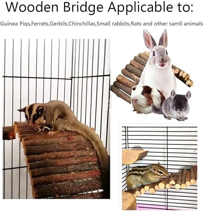 Hamiledyi Bunny Extra Large Ladder, 11.8 in X 20 in Wooden DIY Toy Rodents Chewing & Climbing Bridge Chinchillas Cage Tunnel/Hideout/Hut/Ramp/Divider for Small Animal Guinea Pig