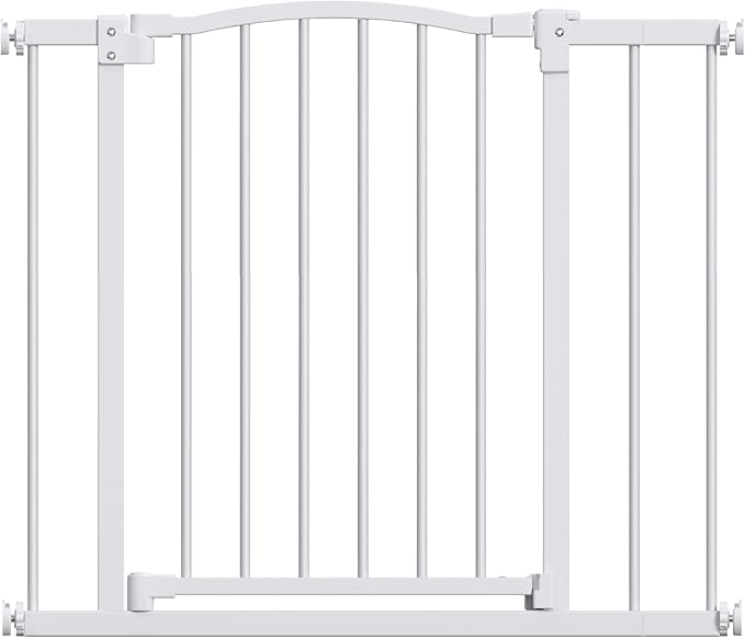 Great Gates Pet Gate - Durable Steel Gate for Stairs - Self-Closing Door & 2-Step Child Proof Lock - Wall-Friendly Dog Gates for Doorways (Fits Most) - 29.8"- 36.4", 28” Tall