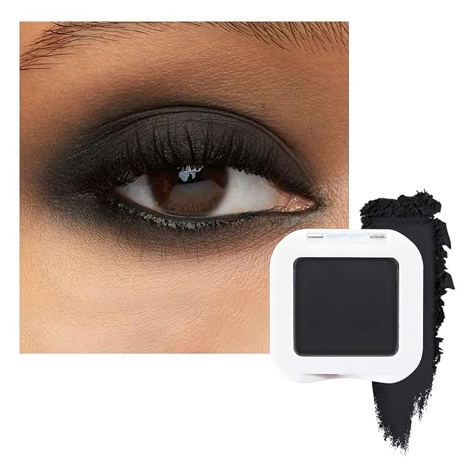 evpct Matte Black Single Eye Shadow Palette Makeup for Older Women, Black Cream Eye shadow Palette Single for Older Women Matte, High Pigment Waterproof Monochrome Mini Eyeshadow, sombra de ojos