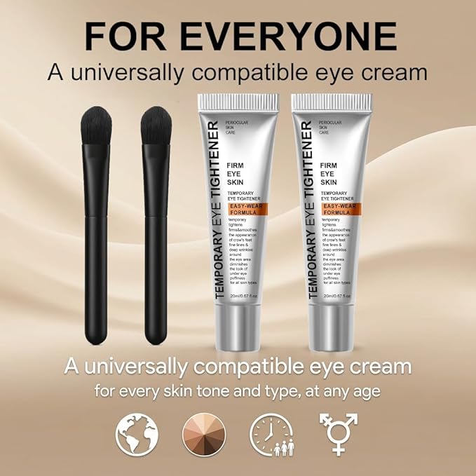 Perfection Eye Tightener Cream, Instant Firming Lifting Eye Cream for Wrinkles, Puffiness & Fine Lines, Gentle Skin Care All Skin Types-White-(2PCS with 2 Brushes)