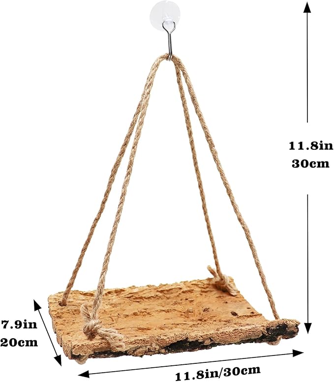 Oooct Hermit Crab Climbing Toy, Natural Wooden Reptile Swing Toy, Pet Cage Tank Aquarium Accessories for Hermit Crab Lizard Chameleon Hamster Guinea Pig Chinchilla Bird Parrot