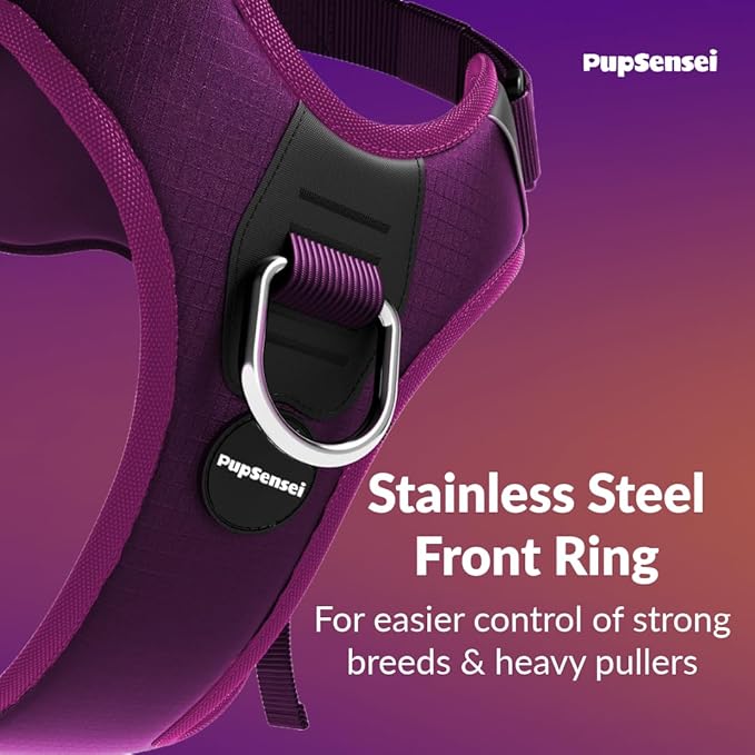 No Pull Dog Harness - Durable Polyester Puppy Harness with Front Anti-Pull Loop, Reflective Strips, and Quick-Release Clips for Small, Medium, and Large Dogs (Berry Purple, Extra Small)