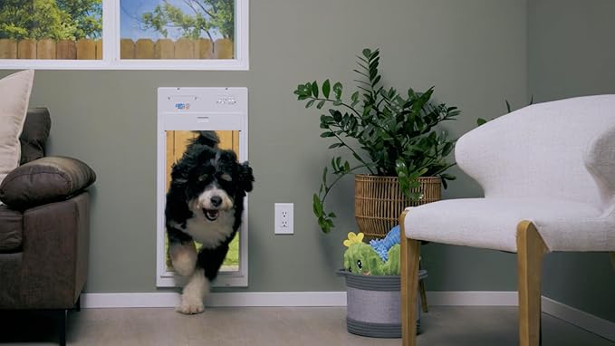 New, Power Pet Automatic ROLL UP Door by High Tech Pet Brand - Motorized Panel Rolls Up - Pet Operated - WiFi App Control - 24/7 Exit & Entry Timers - Airtight - Security Panel (Wall Mount, X-Large)