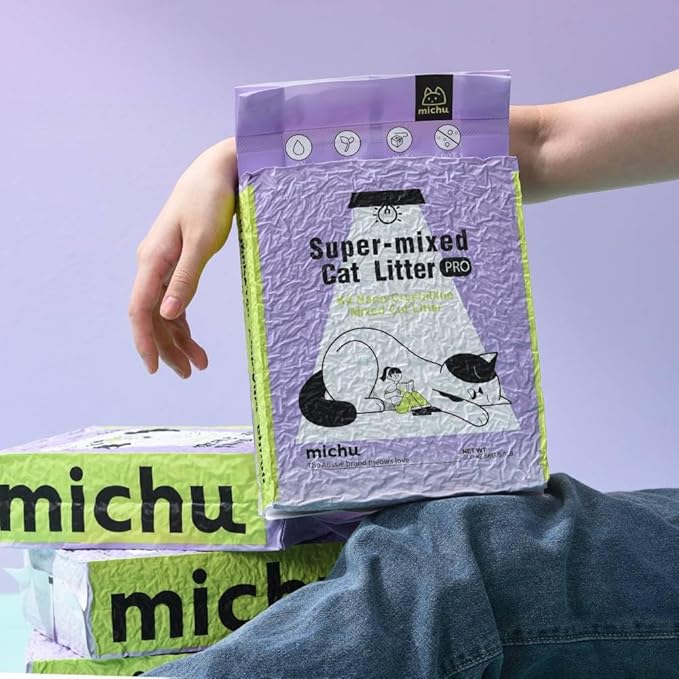 Michu Tofu Cat Litter Natural Clumping Tofu Cat Litter 5.5lb/88oz 5 Scents (Peach + Mixed, 2 Pack)