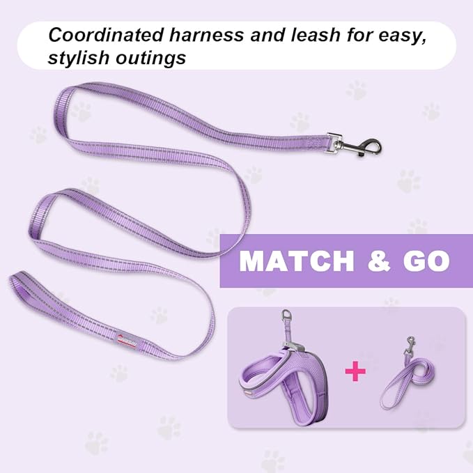Cat Harness and Leash Set,Escape Proof Kitten Harness,Step in Adjustable Soft Lightweight,Easy Control,Reflective Strips Comfortable for Walking Travel(Violet Purple,M)