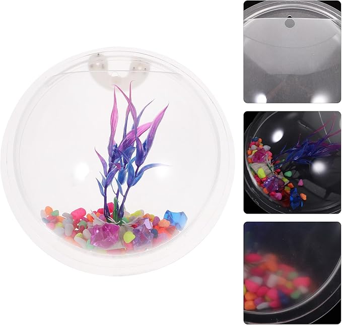 Alipis Transparent Creative Wall Mounted Fish Tank Acrylic Fish Bowl Hanging Aquarium for Home Decor 6.7 Inch Space Saving Wall Aquarium Suitable for Betta and Air Plants