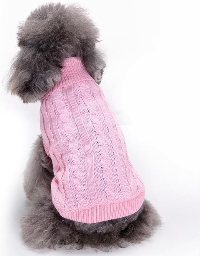 CHBORCHICEN Small Dog Sweaters Knitted Pet Cat Warm Dog Sweatshirt Winter Clothes Kitten Puppy Sweater (Medium,Pink)