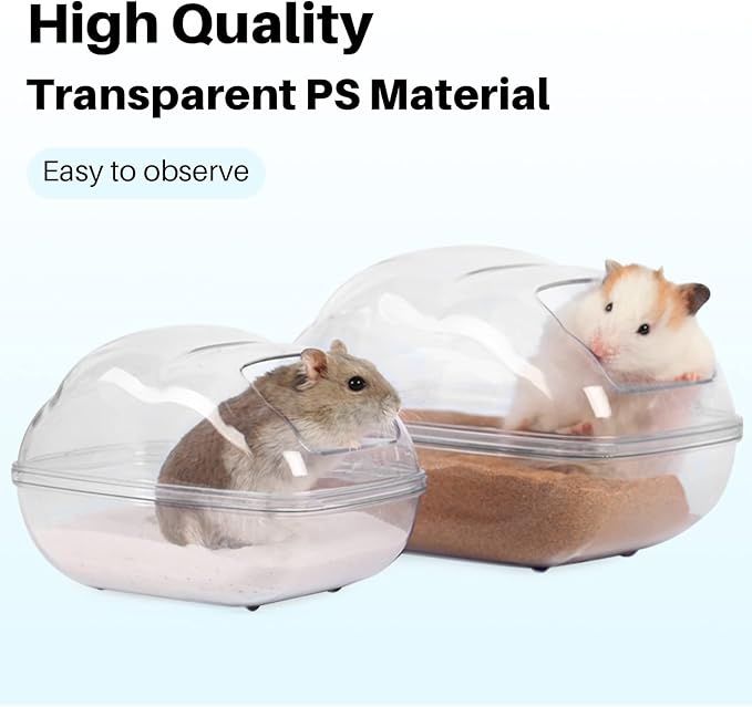 BUCATSTATE Sand Bath Container for Hamster Large Transparent Hamsters Toilet with Scoop Dwarf Sandbox Dust Bathtub Small Animals Bathroom Hamster Cage Accessories (Transparent, Large)