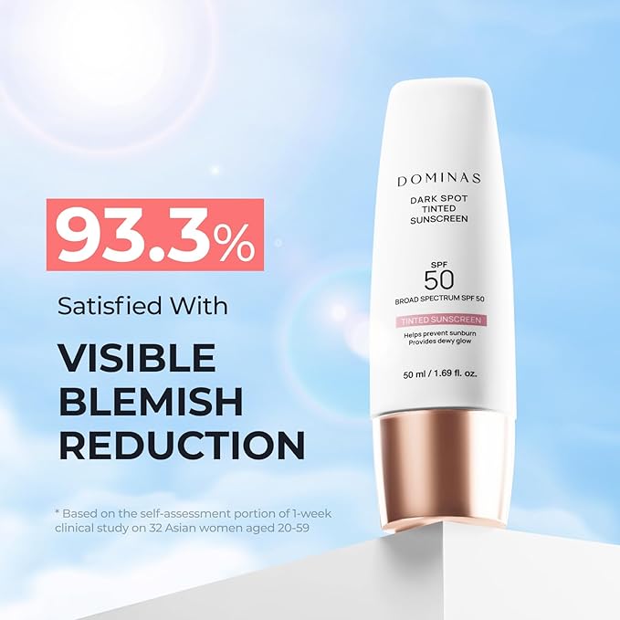 DOMINAS Dark Spot Tinted Sunscreen SPF 50 - Broad Spectrum UV Defense & Tone Correction with Panthenol, Lightweight, Non-Sticky, Hydrating Formula, Soothing & Glow, Korean Skincare, 1.69 fl oz