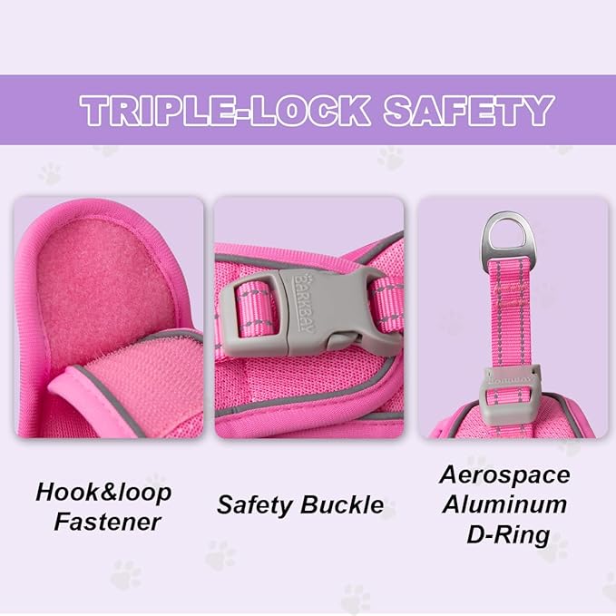 Cat Harness and Leash Set,Escape Proof Kitten Harness,Step in Adjustable Soft Lightweight,Easy Control,Reflective Strips Comfortable for Walking Travel(Pink,S)