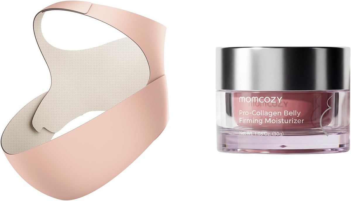 Momcozy Maternity Support Bundle: Adjustable Pregnancy Belly Band & Hydrating Stretch Mark Cream Set - Comfort Support for Back & Pelvis - Skin Elasticity Care Kit for Expecting Mothers