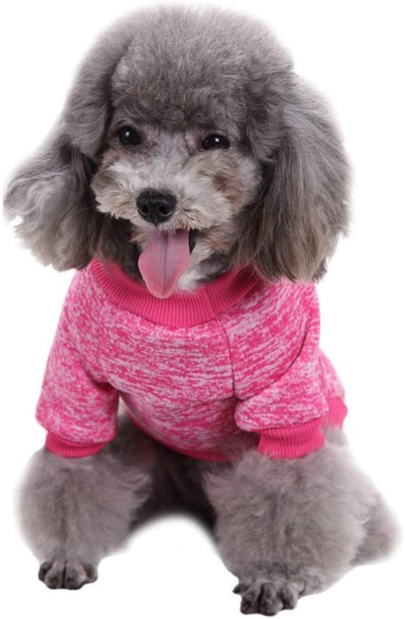 Jecikelon Dog Clothes Dogs Sweater Soft Puppies Clothing Winter Puppy Sweaters Warm Outfit for Dogs Small XXS XS Cat Apparel (Rose red, XXS)