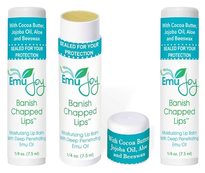 Emu Joy - Natural and Organic Emu Oil Lip Balm Hydrating, Pocket-Size Unflavored & Unscented Lip Balm with Emu Oil - Best for Severely Chapped Lips