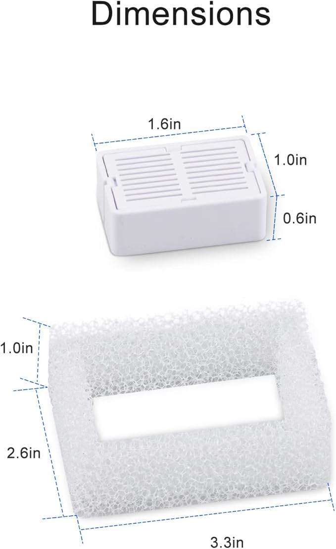 Wonder Creature Cat Water Fountain Filter, 8-pack Replacement Pre-Filter Sponges for Aurora, Cupcake, and 360° Stainless Steel Pet Fountain, Ceramic Dog Water Dispenser Filters