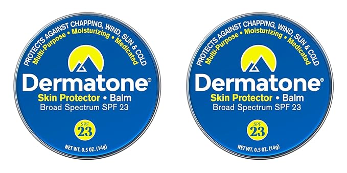Dermatone Skin Protector Balm | Classic Tin 2-Pack | All Year Long Skin Barrier Protection | Moisturizing | Heals & Repairs | SPF23 | Ski Balm | Advanced Skin Therapy, 0.5 oz