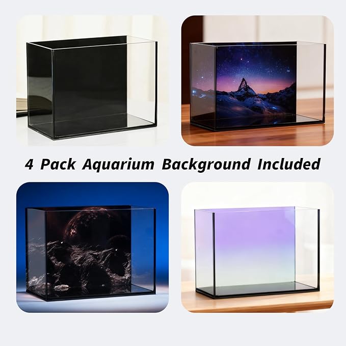 2.5 Gallon Glass Fish Tank with Filter LED Light Complete Betta Fish Tank Starter Kit for Small Aquarium Lovers, Rimless Freshwater Nano Tank with All Essentials Included