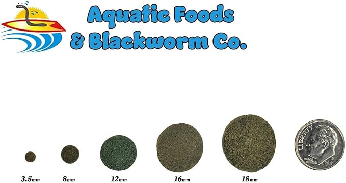 Aquatic Foods Inc. 8mm - 1/3" Brine Shrimp & Red Algae Color Enhancing Sinking Wafers for Shrimp, Snails, Crabs, Plecos, Catfish. Bottom and All Tropical Fish...WL…1/4-lb Foil Pouch Bag