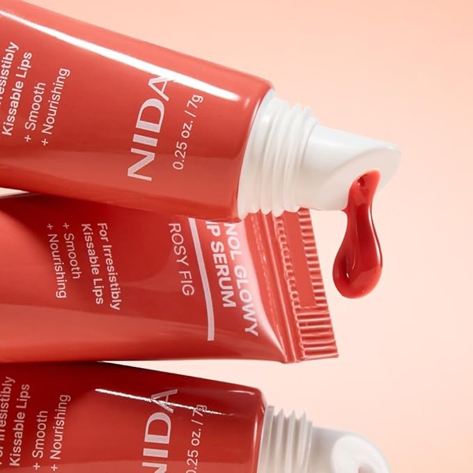 NIDA Retinol Glowy Lip Serum | Hydrating Lip Serum for Glossy, Nourished Plumping Lips | For Irresistibly Kissable Lips | 0.25 oz., 7g