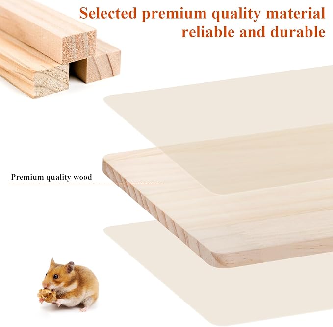 Large Natural Wooden Hamster Activity Platform with Hanging Swing, Multi-Layer Play Platform, Suitable for Climbing Toys for Small Animals Such as Dwarf Hamsters and Syrian Hamsters to Play with