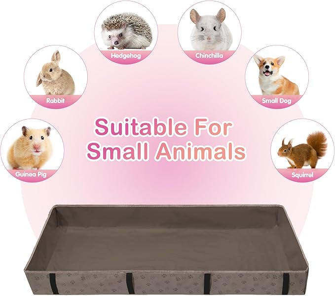 Waterproof Guinea Pig Cage Liner,Washable Tarp Bottom Base,Cage Liners for Small Animals,Hamster Chinchilla Hedgehog Ferret Rabbit. (Tan Brown-Paw, 24" X 36")