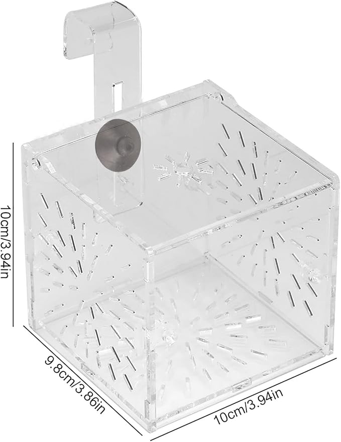 Fish Separation Box, Acrylic Transparent Fish Tank Breeding Isolation Box Aquarium Hatchery Incubator Holder(10CM*10CM*10CM)