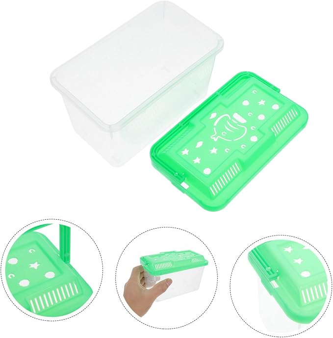 YARNOW Portable Mini Plastic Fish Tank Clear Terrarium for Betta Fish Turtles and Reptiles Stylish Handheld Aquarium with Design for Pet Care and Observation
