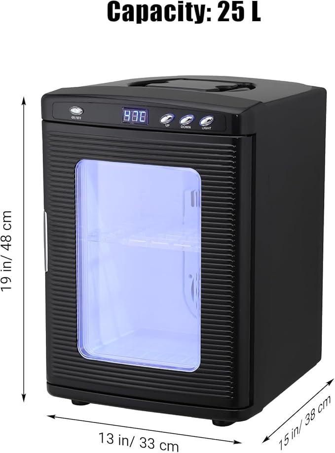 25L Reptile Incubator with Handle, Portable Dual Power Science Laboratory Incubator 10-60°c (72-140°f), 12VAC/110VDC Small Reptile Digital Incubator for Home, Laboratory, Farm