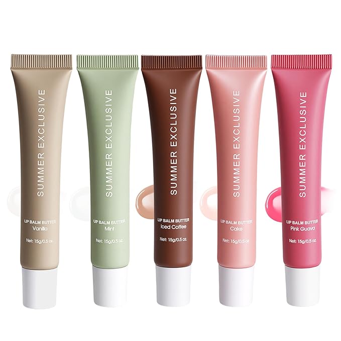 5 color Summer Exclusive Lip Balm Butter,Tinted Lip Balm,Nourishing Lip Gloss with Natural Ingredients for Women and Girls,Soothes & Softens Dry Lips,Lip Care Gift Set for Birthday Christmas.