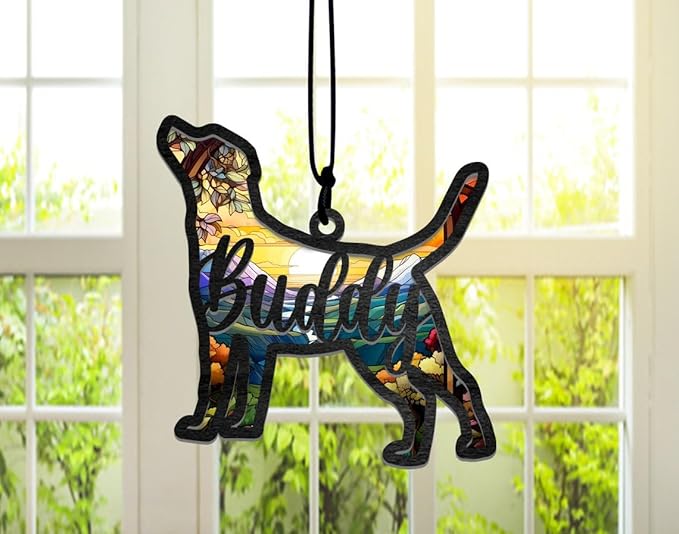 NAZENTI Personalized Dog Suncatcher Memorial Ornament, Dog on Moon for Lovers Loss, Memory Remember, Sympathy Gift