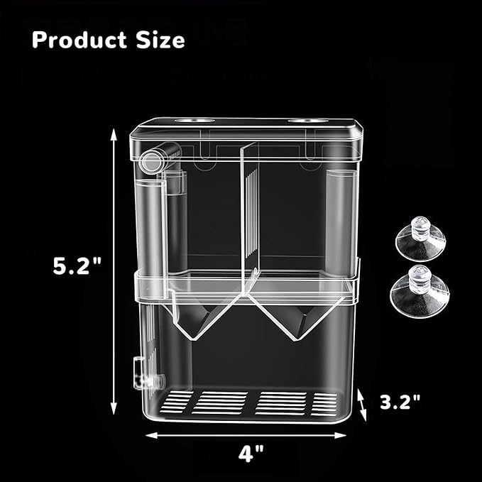 Mipukbay Aquarium Small Isolation Breeding Box, Acrylic Transparent Aquarium Breeder Box for Fish Fry Hatching, Shrimp Breeding, Betta, Guppy, Killifish, Clownfish, Suitable for Small Fish Tanks