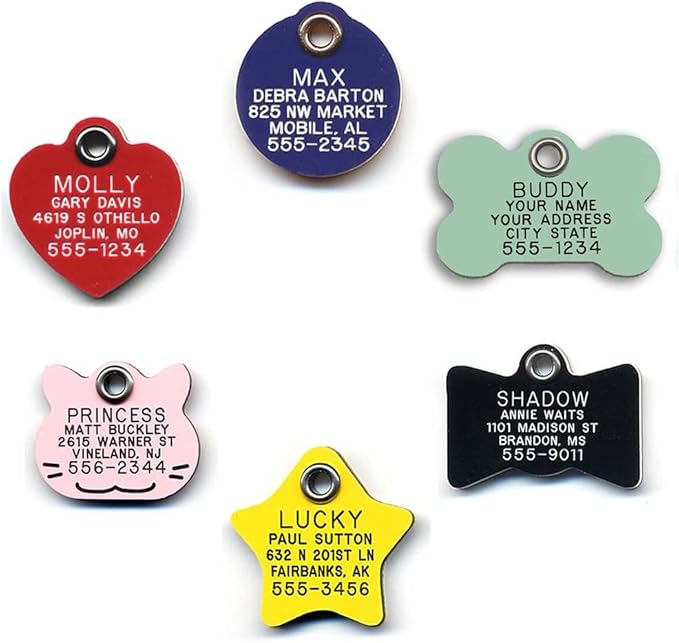 LuckyPet Durable Plastic Pet ID Tag, Outlasts Cheap Aluminum Tags for The Same Price, Custom Engraved, Small Pink Bone