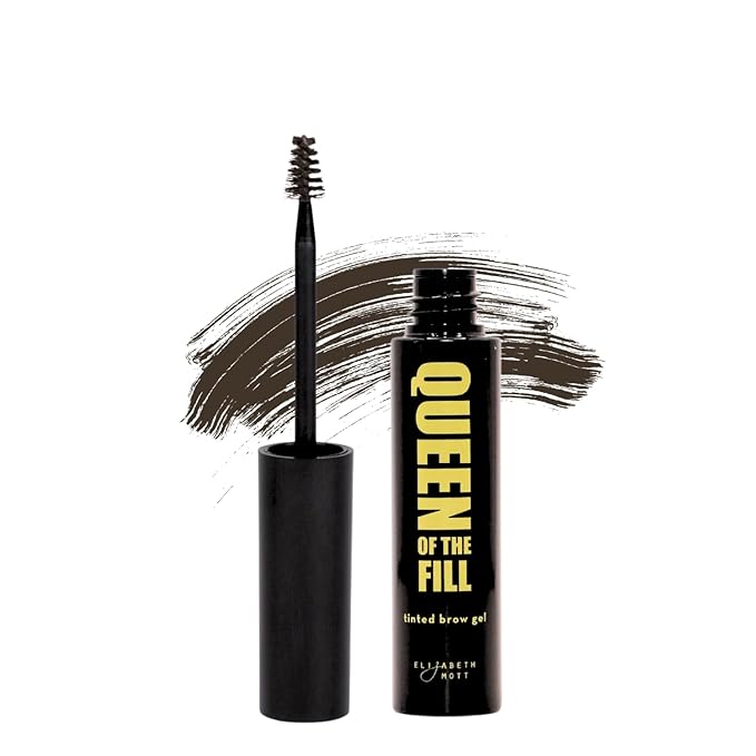 Elizabeth Mott Eyebrow Gel Makeup ??Queen of the Fill Brow Tint & Volumizing Filler & Setter ??Water-Resistant, Long-Lasting ??Covers Grays, Defines & Shapes ??Cruelty-Free ??Dark Medium Brown, 4g
