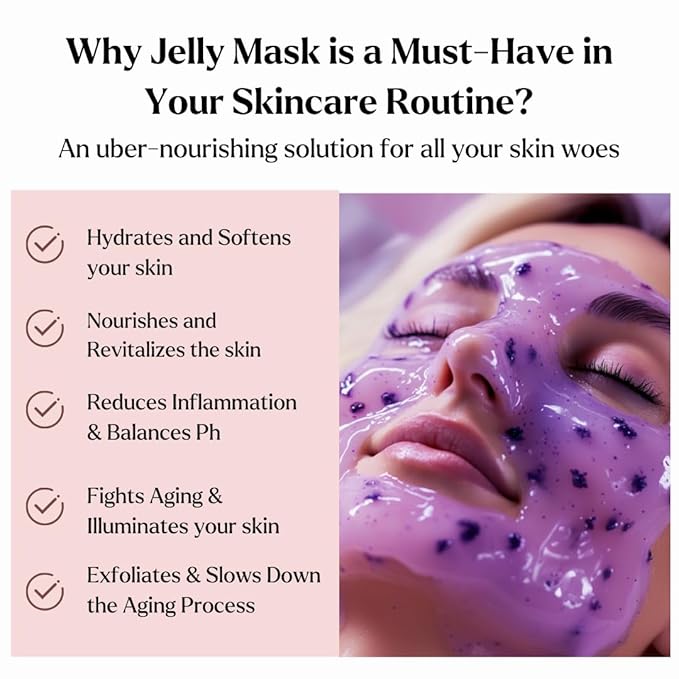 VogueNow Jelly Mask for Facials - 5 Flavors Hydrating & Brightening Jelly Face Masks | Bulgarian Rose, Lavender, Hyaluronic Acid, 24K Gold face mask skin care |Vajacial Jelly Mask