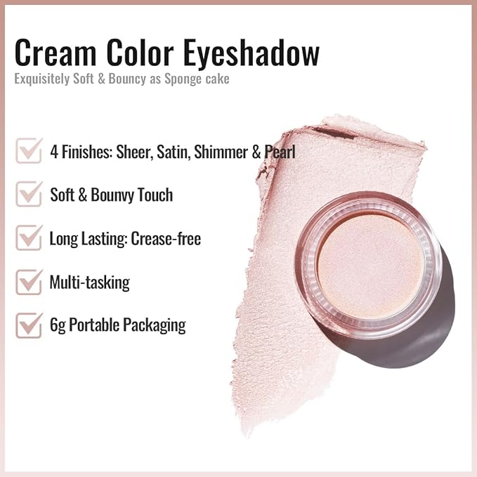 Oulac Cream Eyeshadow also for Highlighter Large Capacity Highly Pigmented Eye Shadow Waterproof &Long Lasting with Moisturizing Formula, Shimmer Glitter Eye Makeup Set 3