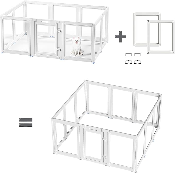 Acrylic Dog Playpen Suitable for Expanding Clear Dog Playpen Includes 2 I-Type Connectors and 2 Suction Cup Bases（30", 2PCS）