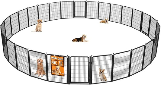 Wide Gate Dog Fence Outdoor Pens Outside,Portable Dog Play Pen 40" H 30 Panels Pet Playpen Exercise Pens for Puppys Small Medium Large Dogs RV Camping Yard Garden Indoor