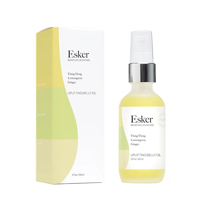 Esker Natural Uplifting Belly Oil | (2.0oz) | Plant-Based Formulated with Antioxidants Promoting Deep Hydration and Cell Regeneration | Skin Stays Nourished and Resilient During Pregnancy