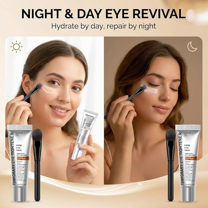 Perfection Eye Tightener Cream, Instant Firming Lifting Eye Cream for Wrinkles, Puffiness & Fine Lines, Gentle Skin Care All Skin Types-White-(2PCS with 2 Brushes)