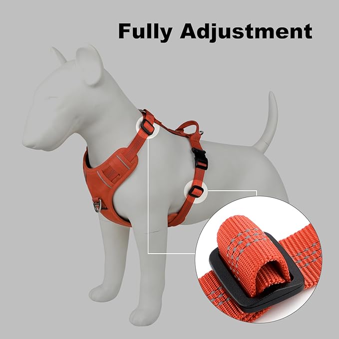 Plutus Pet No Pull Dog Harness, Reflective Adjustable Dog Vest Harness with Handle, Escape Proof, Soft Padded for Small Medium Large Dogs (Orange, S)