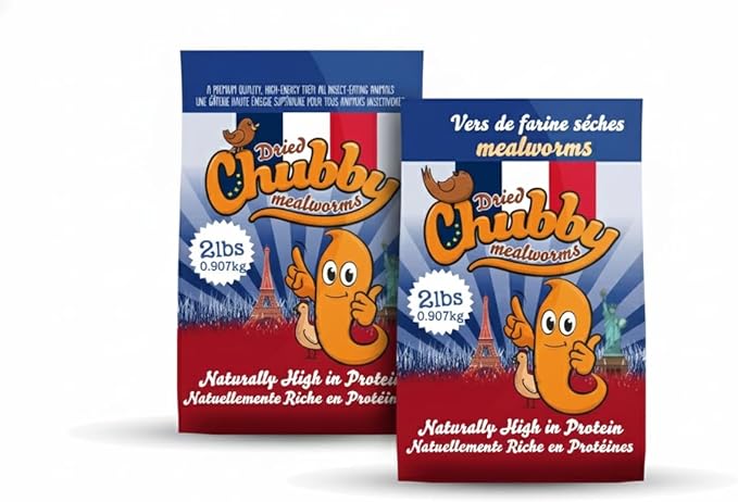 Chubby Dried Mealworms | 4 lbs | Premium EU-Grown Non-GMO Protein Treats for Chickens, Ducks, Wild Birds & Reptiles – High-Protein Chicken Feed Snack for Laying Hens