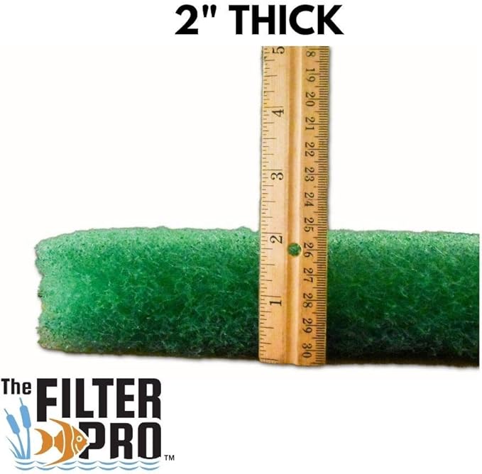 Green Coarse Filter Media, 2" Thick, 24" x 56" Roll, Perfect for Aquariums, Ponds or Water Gardens, Made in USA