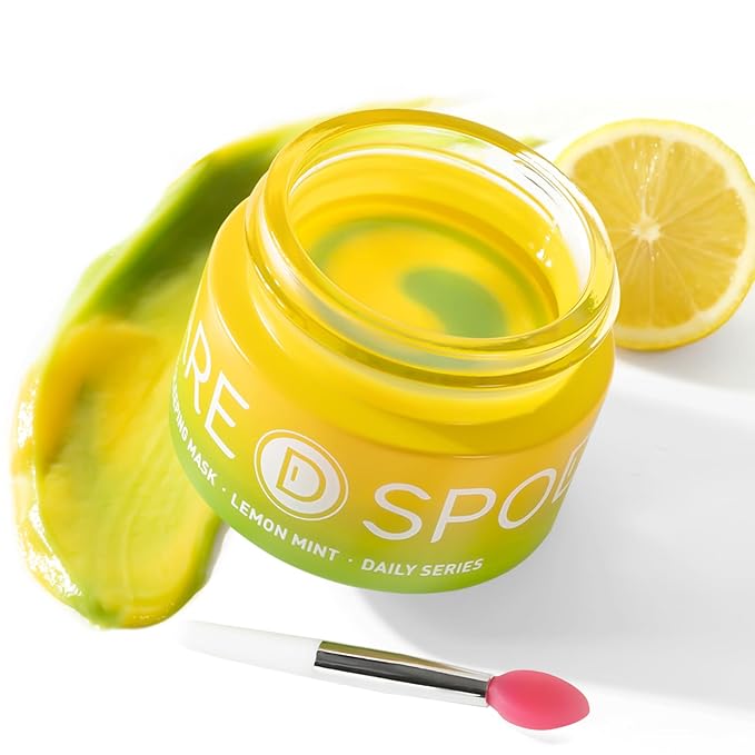 Lip Mask, Hydrating Overnight Lip Sleeping Mask, Lip Moisturizer for Dry Cracked Lips Care, Dual-Color Lips Balm for Nourishing and Softening Lips, Minimizes Fine Lines - Lemon Mint